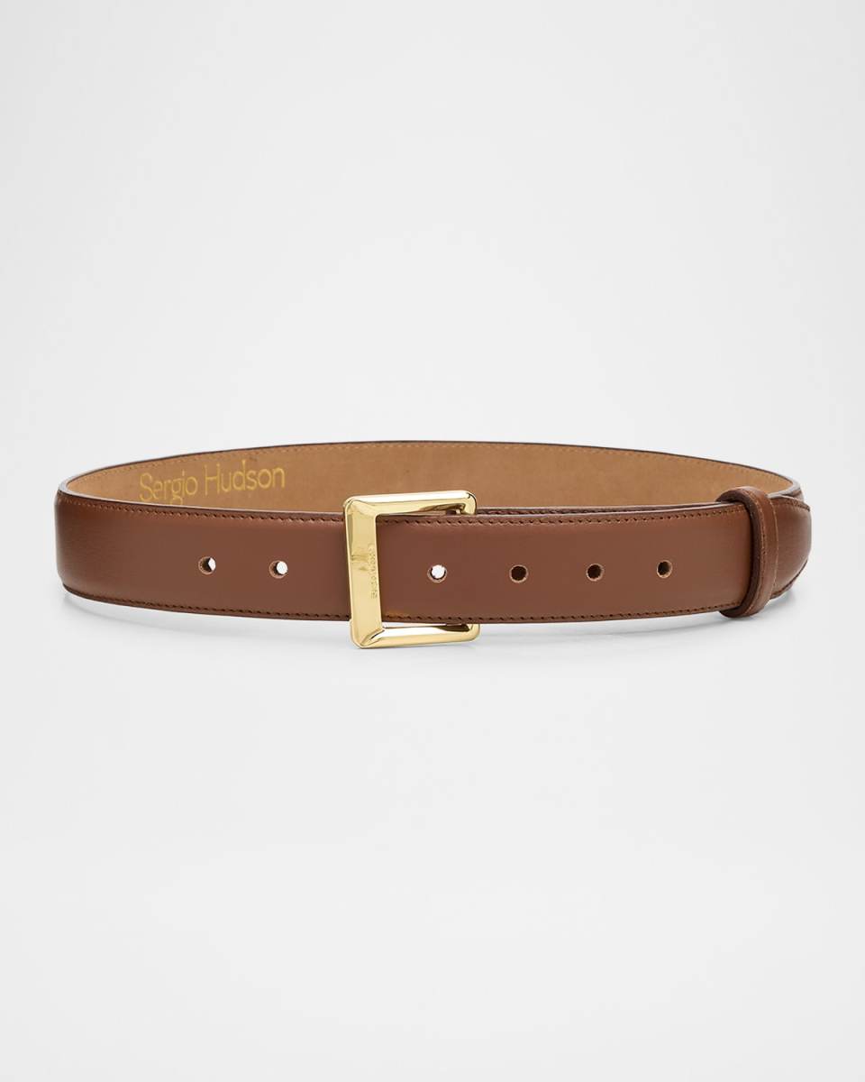 Square Buckle Leather Belt